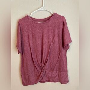 GAP Fit Breathe Mauve Short Sleeve Knot Top size L